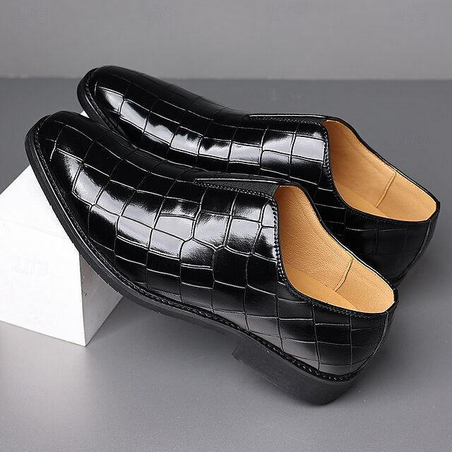 Burgundy Men's Shoes Slip-On Crocodile – Pattern