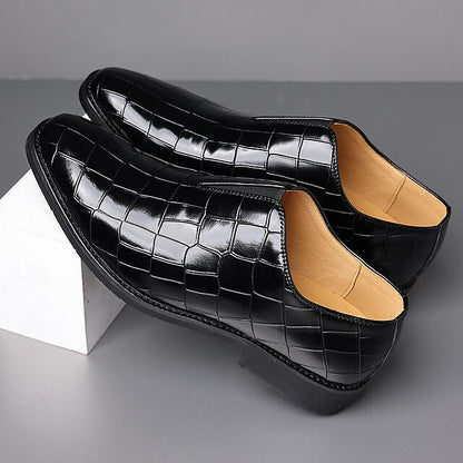 Burgundy Men's Shoes Slip-On Crocodile – Pattern