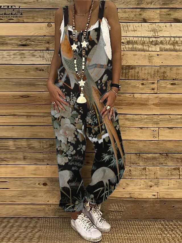 Women's Normal Jumpsuit Casual Floral Sleeveless U Neck
