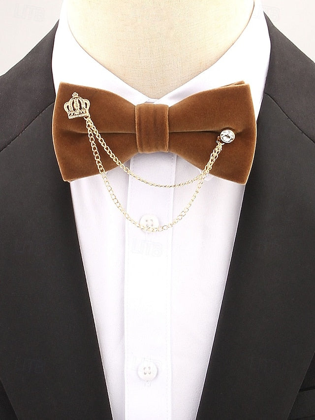 Tie Chain Crown Bow Velvet and with Men's – Detail