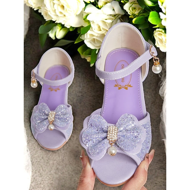 with Accent Sandals Bow Girls' Purple Pearl Glitter