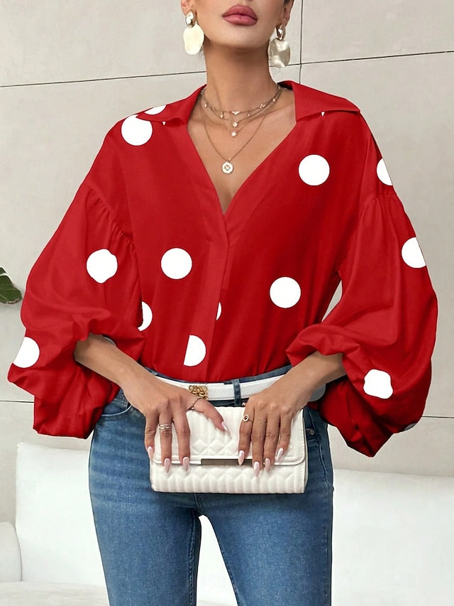 Women's Blouse Graphic Polka Dot Elegant Stylish Casual 3/4