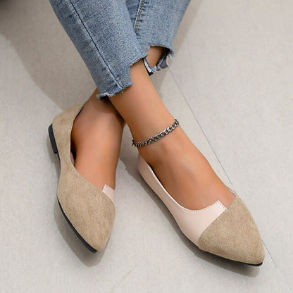 Two-Tone Pointed Toe Slip-On Flats Elegant Women's –