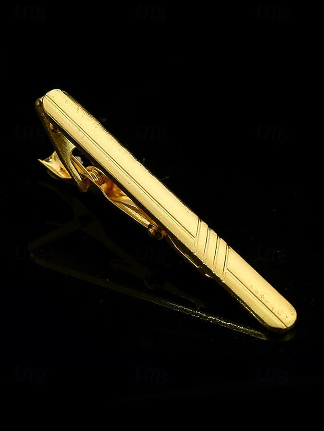 Inlay Men with – Gold Elegant for Clip Design Sleek Black Tie