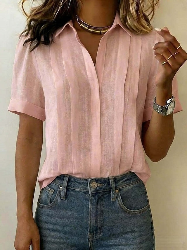 Women's Blouse Solid Color Daily Stylish Basic Short Sleeve
