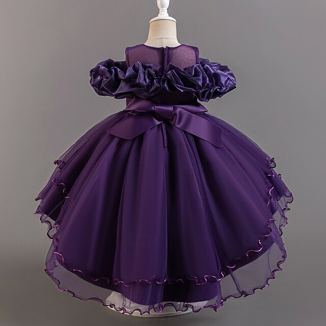 Short Flower Dress Party Kids Sleeve Wedding Girls' Floral