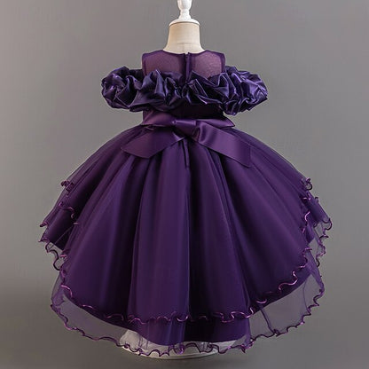 Short Flower Dress Party Kids Sleeve Wedding Girls' Floral