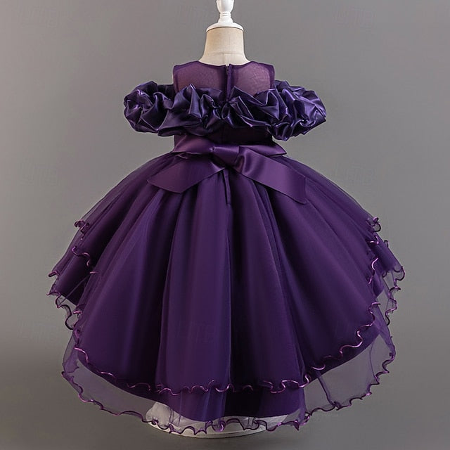 Wedding Short Kids Dress Sleeve Girls' Floral Flower Party