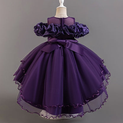 Wedding Short Kids Dress Sleeve Girls' Floral Flower Party