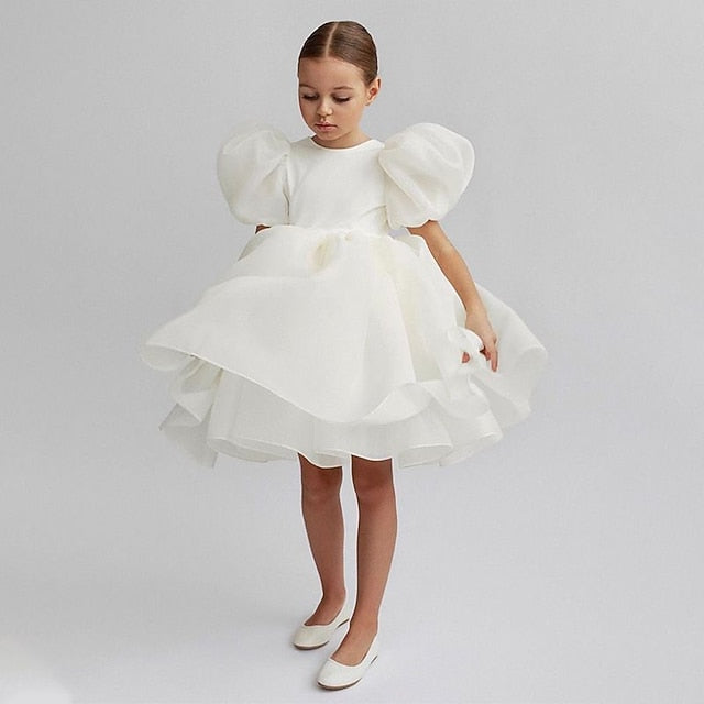 Dress Girl Color Solid Party Flower Girls' Kids