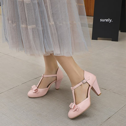 Mint Retro – Bow with 1950s T-Strap Vintage Chunky Green Heels