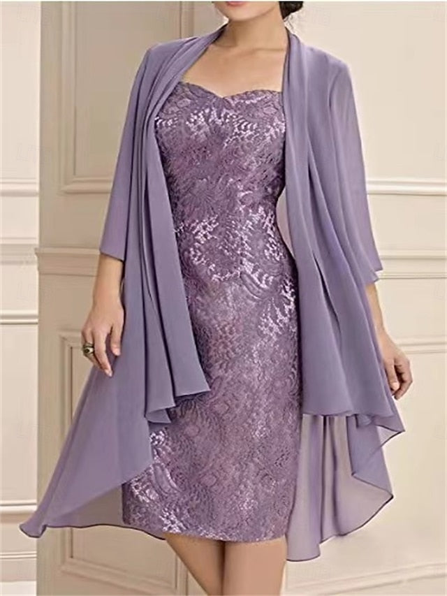 the Dress Sets Two Bride Elegant Piece of Mother Simple