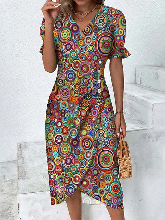 Women's Midi Dress Wrap Dress Elegant Lightweight Puff