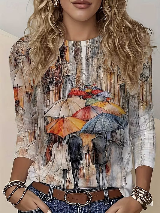 Women's T Shirt Print Ombre Graphic Scenery Vintage Stylish