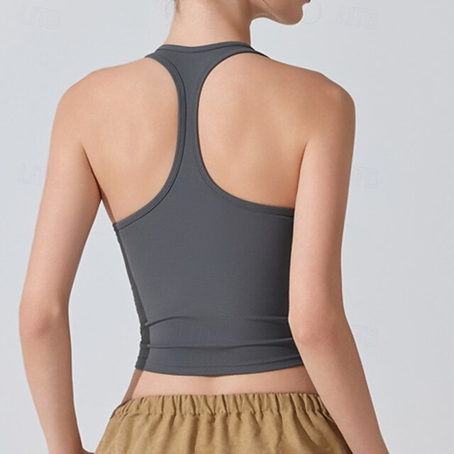Women's Solid Colored Tank Top Sport Top Build-in Bra UV