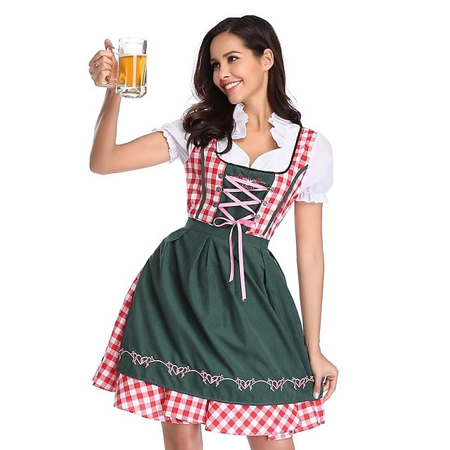 Couples Oktoberfest Beer Costume Blouse Shirt Dirndl Dress