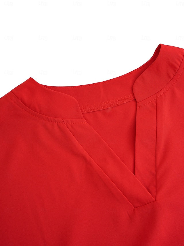 Blouse Dressy Tops Women's Black White Yellow Solid / Plain