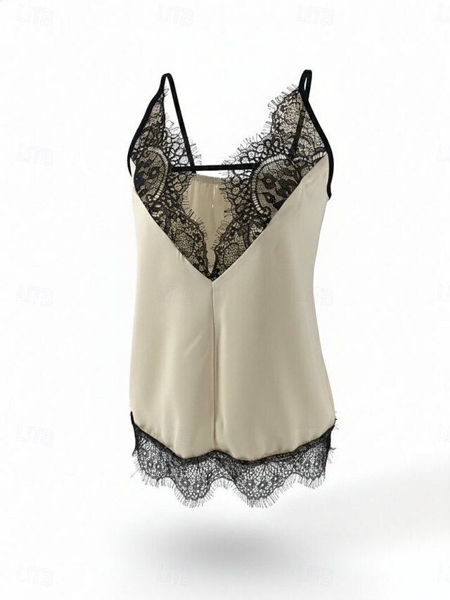Women's Lace Tops Camisole Tank Top Lace Trim Solid Color