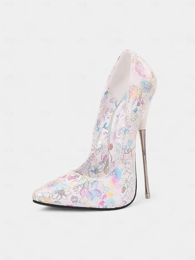 Jacquard High Stiletto Women's Heels Red