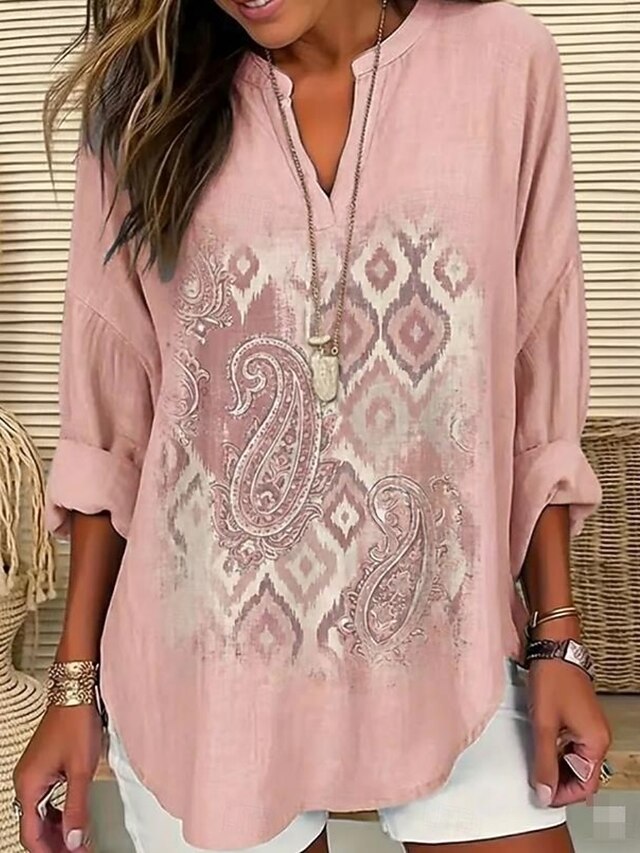 Women's Shirt Tunic Print Graphic Geometric Bohemia Vintage