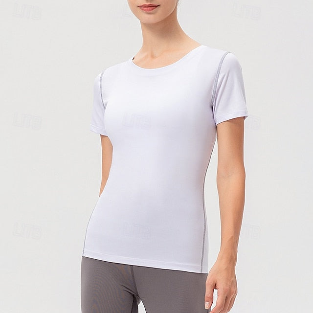 Women's Sweatshirt Tee / T-shirt Yoga Top Crew Neck Quick