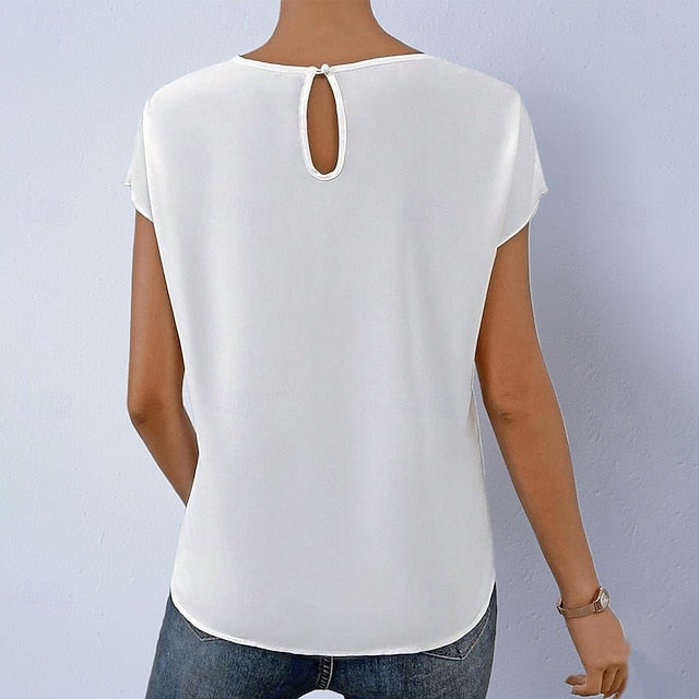 Women's Shirt Satin Blouse Dress Shirt Solid Color Plain