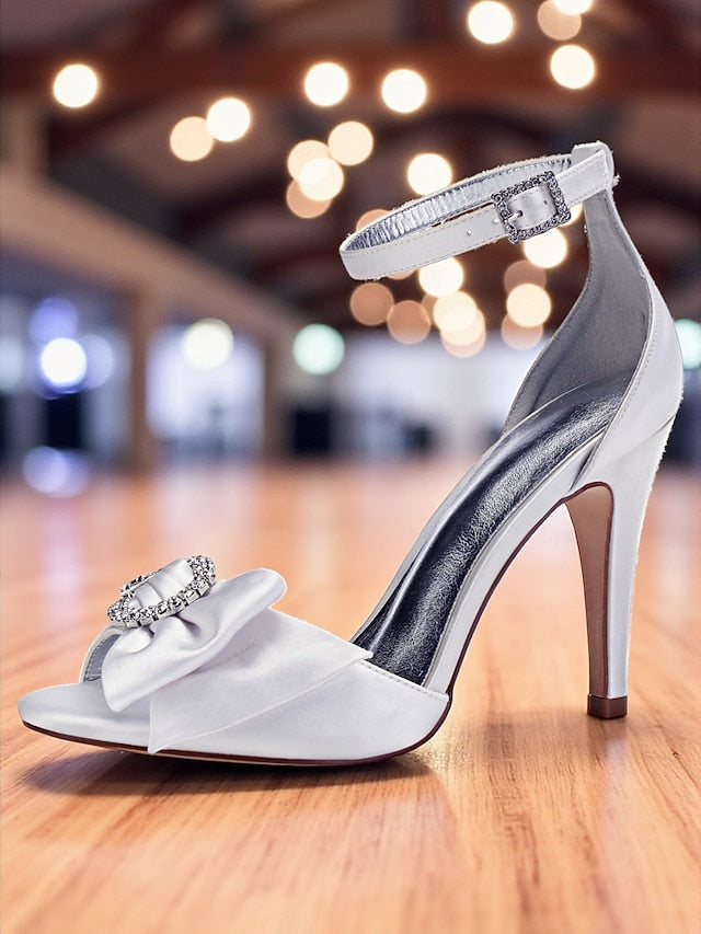 with Sandals Heel High Women's Rhinestone Purple Satin