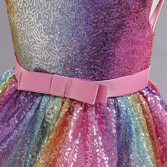 Sleeveless Dress Sequin Kids Wedding Party colour Girls'