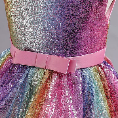 Sleeveless Dress Sequin Kids Wedding Party colour Girls'