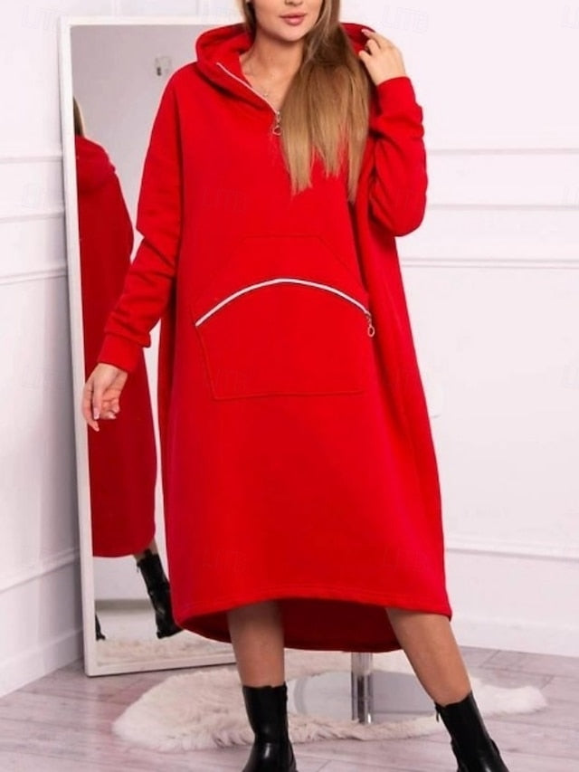 Women's Midi Dress Hoodie Dress Casual Dress Fashion Modern