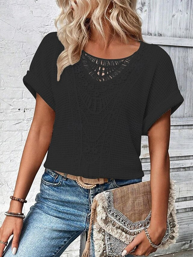 Women's Shirt Blouse Lace Tops Lace Plain Stylish Classic