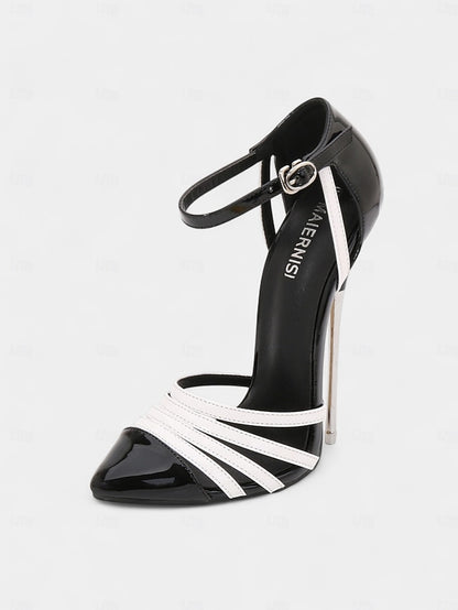 Patent Leather - Stiletto Black Women's Heels Red and