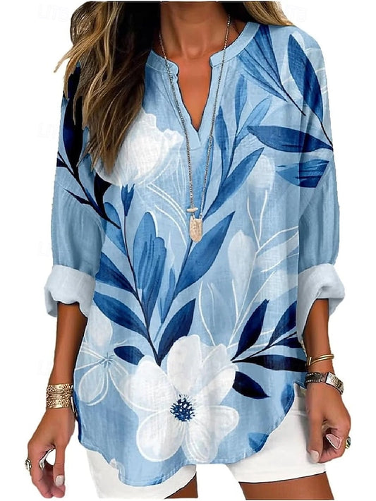 Women's Boho Shirt Patchwork Print Floral Graphic Bohemia