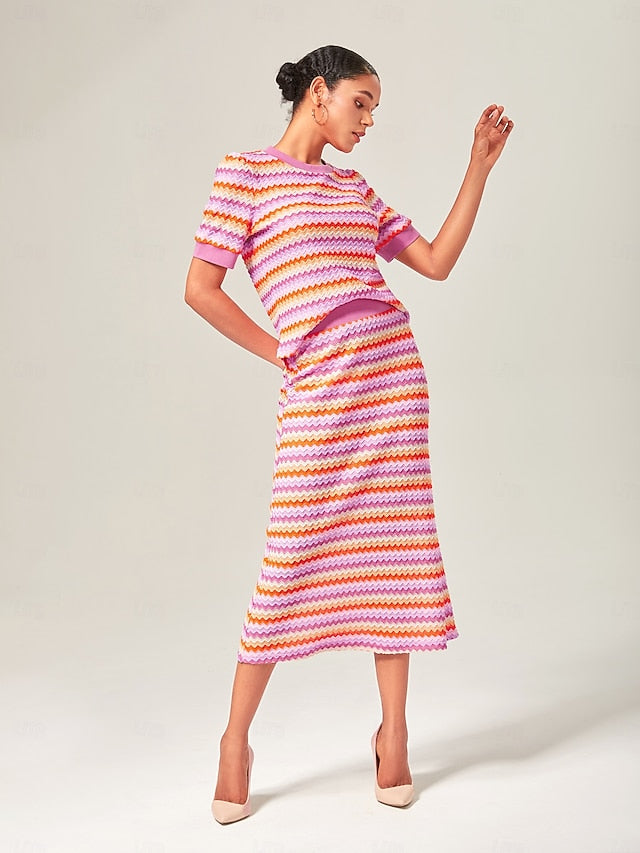 Orange Stretch Color Block Top