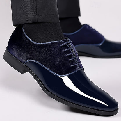 Shoes Oxford with Navy Leather Patent Men's Blue