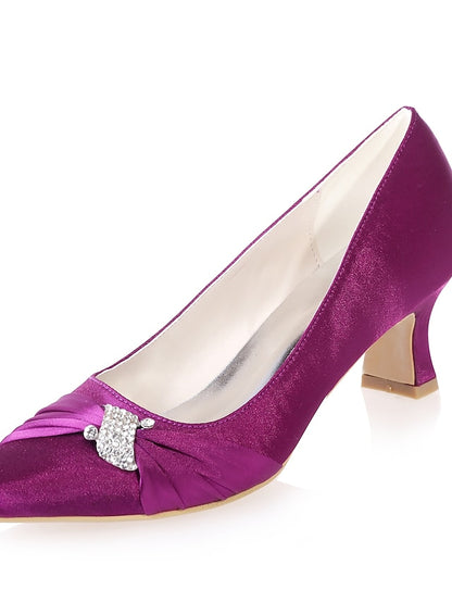 Blue Kitten with Rhinestone Satin Bow Women's Royal Heels