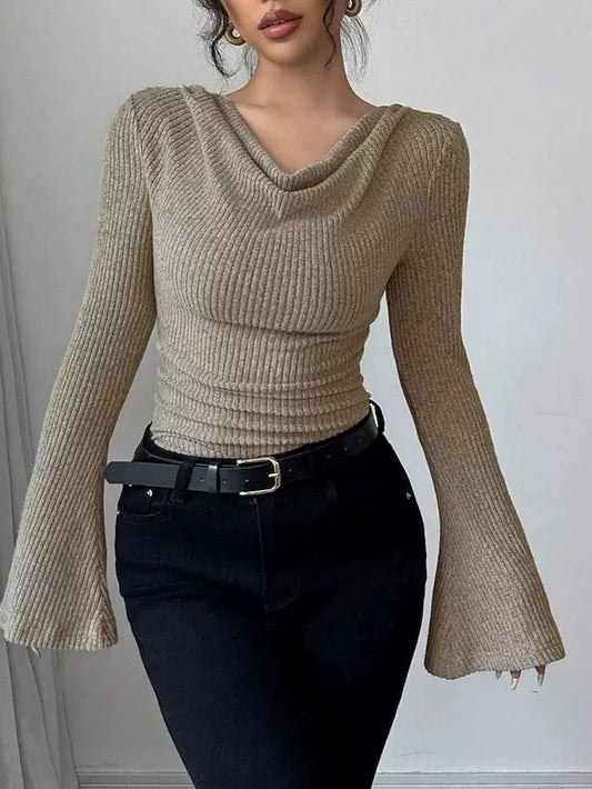 Women's Blouse Ruched Solid Color Elegant Stylish Basic