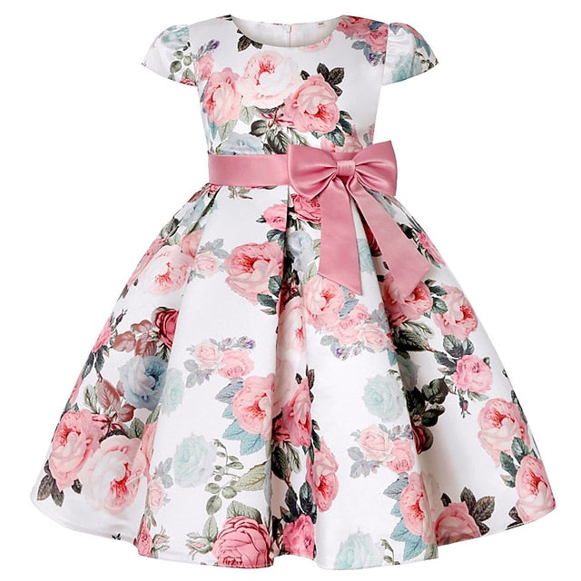 Dress Short Sleeve Flower Kids Girls' Party Floral