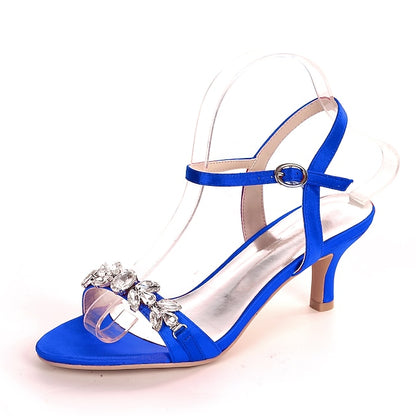 Sandals Silver Heeled Rhinestone Women's Elegant –