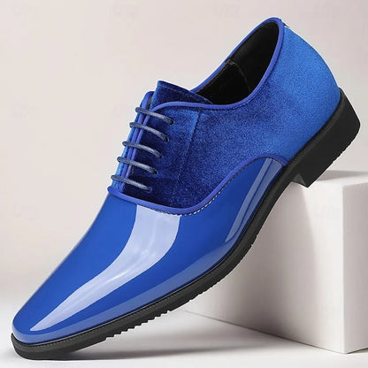 with Blue and Finish Glossy Velvet White Shoes Men's