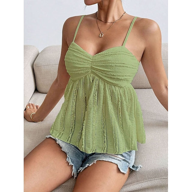 Women's Camisole Tank Top Ruched Solid Color Daily Stylish