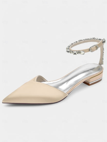 Chic Shoes with – Satin Strap Crystal-Ankle Wedding Black