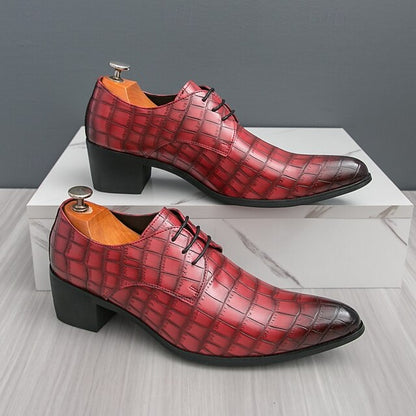 Pattern Red Leather – Crocodile Faux Shoes Men's
