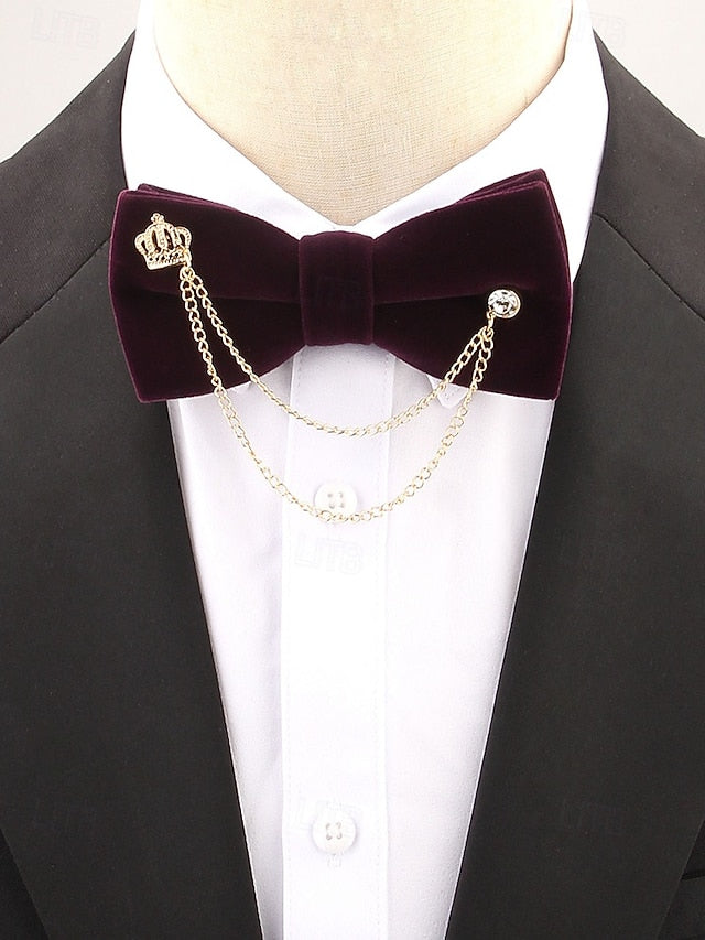 Tie Chain Crown Bow Velvet and with Men's – Detail