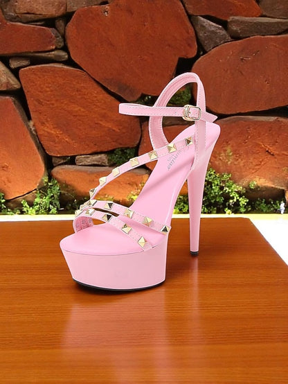 Heels Studded Women's Stiletto Straps Platform with