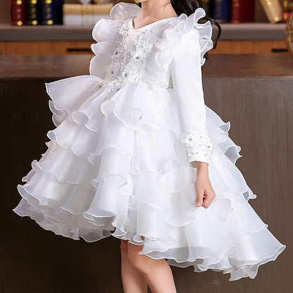 Wedding Dress Sleeve Party Special Kids Long Girls' Flower
