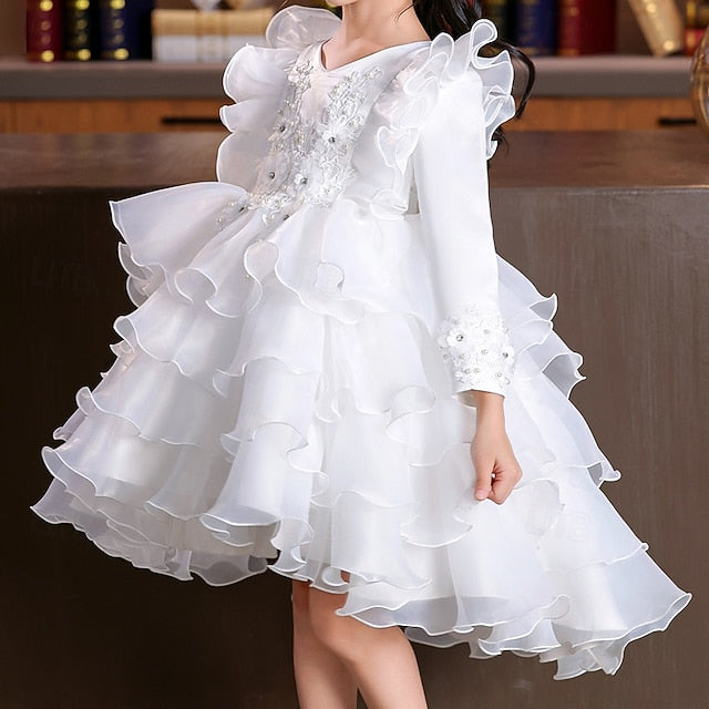 Flower Girls' Dress Kids Long Special Party Sleeve Wedding