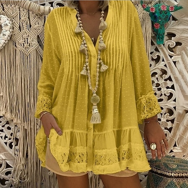 Women's Shirt Casual Shirt Button Up Shirt Chiffon Tops