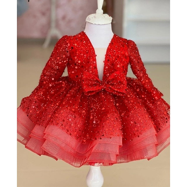 Girls' Party Girl Kids Sequin Long Flower Dress