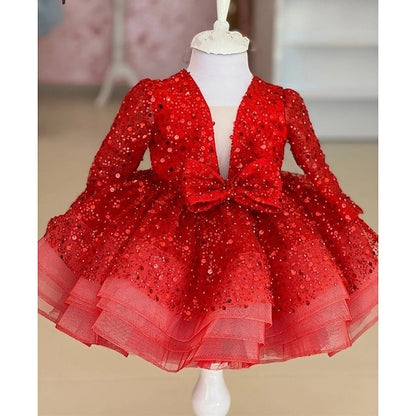 Girls' Party Girl Kids Sequin Long Flower Dress